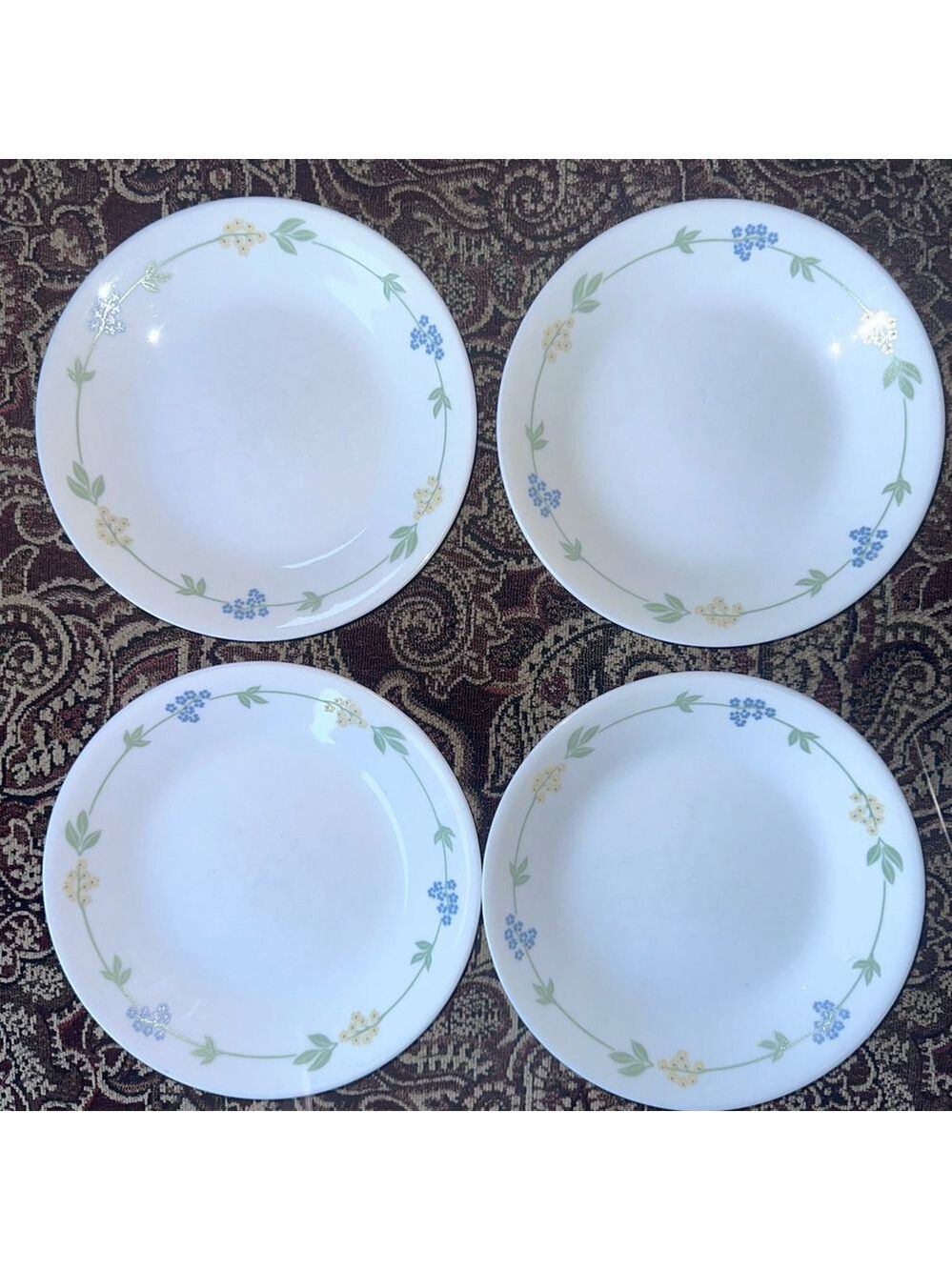 Vintage Corelle Secret Garden 6.75" Appetizer Bread Dessert Plates USA Set Of 4